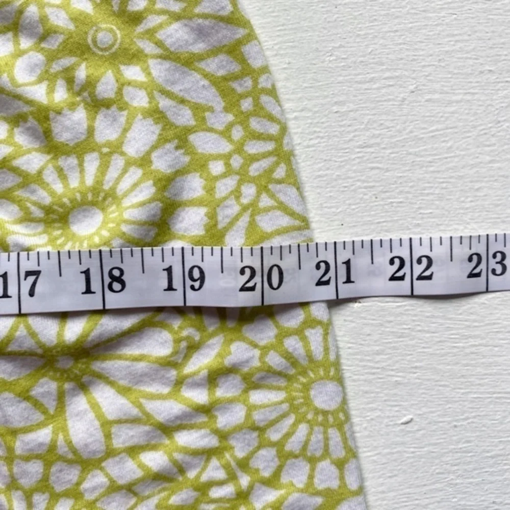Madison Greenish-Yellow Floral Cotton V-Neck‎ Tank Midi Dress